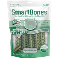 SmartBones Triple Action Dental Sticks Made with Seaweed &amp; Spearmint for Large Dogs 6ct I029147
