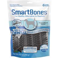 SmartBones Triple Action Dental Sticks Made with Real Bone Charcoal &amp; Spearmint for Large Dogs 6ct I029149