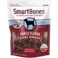 SmartBones Triple Flvor Dual Wraps With Real, Chicken, Pork &amp; Peanut Butter 8 Sticks I029151