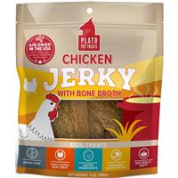 Plato Pet Treats Chicken Jerky with Bone Broth Dog Treats 7 oz. I029165