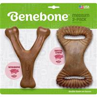 Benebone Medium 2-Pack Dental Chew &amp; Wishbone Dog Chew Toy I029268