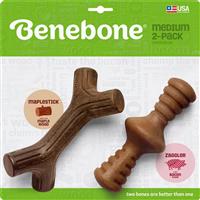 Benebone Medium 2-Pack Zaggler &amp; Maplestick Dog Chew Toy I029269
