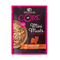 Wellness CORE Grain Free Mini Meals for Small Breeds Shredded Chicken &amp; Turkey Dinner in Gravy 3 oz. Pouch I029276