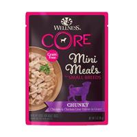 Wellness CORE Grain Free Mini Meals for Small Breeds Chunky Chicken &amp; Chicken Liver in Gravy 3 oz. I029278