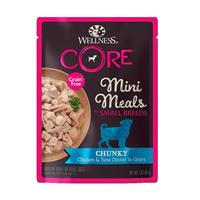 Wellness CORE Grain Free Mini Meals for Small Breeds Chunky Chicken &amp; Tuna Dinner in Gravy 3 oz. I029279