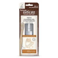 TropiClean Enticers Teeth Cleaning Gel &amp; Toothbrush for Large Dogs Peanut Butter &amp; Honey Flavor 2oz