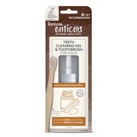 TropiClean Enticers Teeth Cleaning Gel &amp; Toothbrush for Small/Medium Dogs Peanut Butter &amp; Honey Flavor 2oz