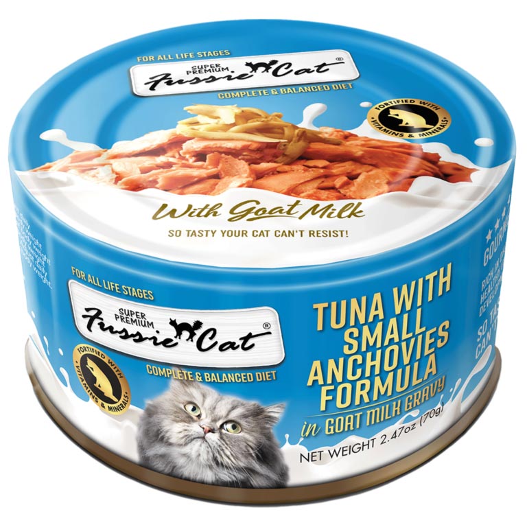 Fussie Cat Tuna with Small Anchovies Formula in Goat Milk Gravy 2.47 oz. I030097