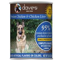 Dave&#39;s Pet Food 95% Premium Chicken &amp; Chicken Liver Grain-Free Recipe Can Food for Dogs I030619