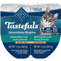 BLUE Tastefuls Spoonless Singles Whitefish and Tuna Entree Savory Pate 2.6 oz. I030688