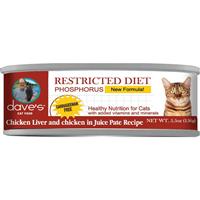 Dave’s Restricted Diet Phosphorus Chicken Liver &amp; Chicken in Juice Pate Recipe Can Food for Cats 5.5 oz. I030726