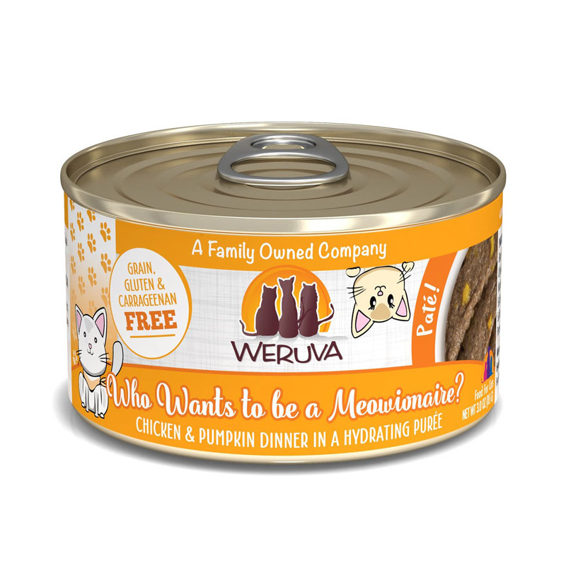 WERUVA Who Wants to be a Meowinonaire Chicken &amp; Pumpkin Dinner in a Hydrating Pur&#233;e 3.0 oz. I031643