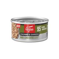 ORIJEN Chunks &amp; Shreds Duck &amp; Liver Entree in Bone Broth for Cats 3oz. I032984