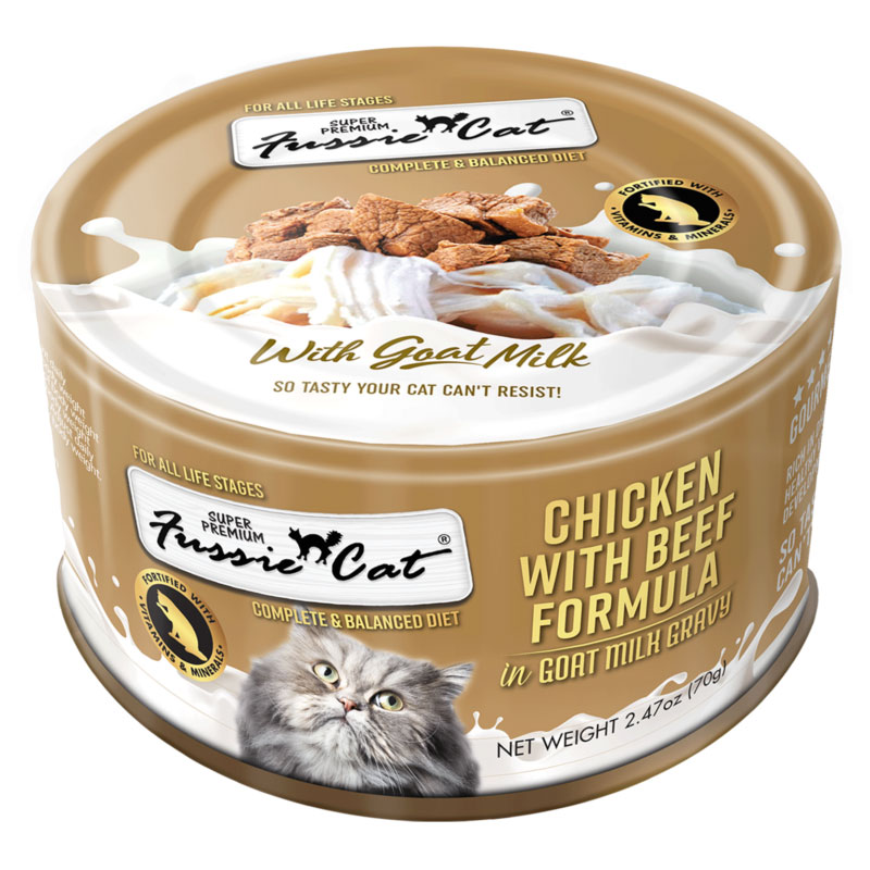 Fussie Cat Super Premium Chicken with Beef in Goat Milk Gravy 2.47 oz. I033311