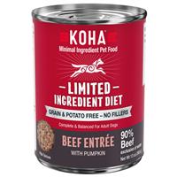 KOHA Limited Ingredient Diet Beef Entree with Pumpkin Dog Food 13 oz. I033645