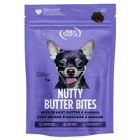 NutriSource Nutty Butter Bites Dog Treats with Peanut Butter &amp; Banana 6 oz