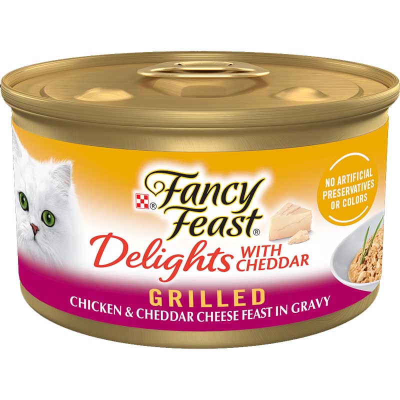 Fancy Feast Delights with Cheddar Grilled Chickenand Cheddar Cheese Cat Food 3oz 98911