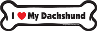 I Love My Dachshund Dog Bone Magnet 7" 19050225