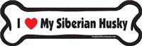 I Love My Siberian Husky Dog Bone Magnet 7" 19050505