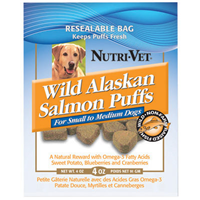 Wild Alaskan Salmon Puffs Dog Treats for Small/Medium Dogs 4 oz.