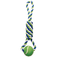 Dogit® Multicolored Spiral Tug with Tennis Ball Knotted Rope Dog Toy I000296