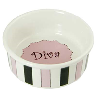 Petrageous®  Diva Stripes Stoneware Pet Bowl 5" I000698