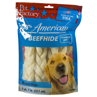 Pet Factory 100% American Beefhide Braided Sticks, 6 pk. I002560