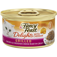 Fancy Feast Delights with Cheddar Grilled Chickenand Cheddar Cheese Cat Food 3oz 98911