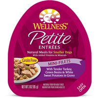 Petite Entrees Mini-Filets Tender Turkey, Green Beans & White Sweet Potatoes in Gravy Dog Food 3oz Can I007358