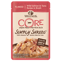 Wellness CORE Simply Shreds Recipe Wild Salmon & Tuna Cat Food 1.75oz Pouch I013724