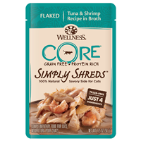 Wellness CORE Simply Shreds Recipe Tuna & Shrimp Cat Food 1.75oz Pouch I013725