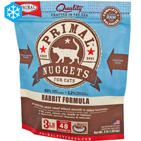 Primal Raw Frozen Nuggets for Cats Rabbit Formula 3 lbs