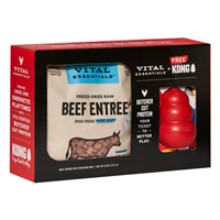 Vital Essentials Freeze-Dried Raw Beef Entrée Dog Food Mini Nibs 14 oz + Free KONG