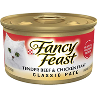 Fancy Feast Classic Paté Tender Beef and Chicken Gourmet Cat Food 3oz 79521