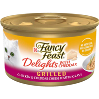 Fancy Feast Delights with Cheddar Grilled Chickenand Cheddar Cheese Cat Food 3oz 98911