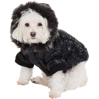 Square Quilted Zip Pockets Parka Black