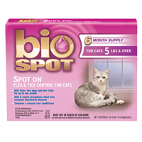Bio Spot - Spot on Flea & Tick Control for Cats 5 Lbs And Over-6 Pack a705