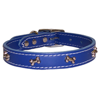 Bone Ornament Leather Dog Collar 2727B