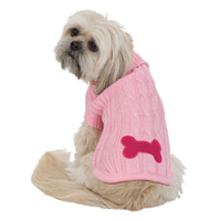 Pink Bone Patch Cable Knit Sweaters 674003b