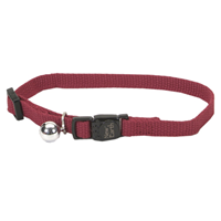 New Earth Soy Adjustable Cat Collar With Bell Cranberry 3/8" x 8-12" 716214