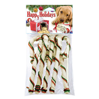 Happy Holidays 5" Rawhide Candy Canes 27104b