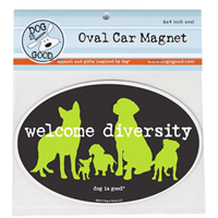 Dog is Good® Oval Car Magnet Welcome Diversity I007526