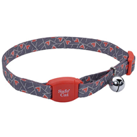 Coastal Safe Cat Adjustable Breakaway Collar with Magnetic Buckle 3/8" X 8"-12"  Salmon Heart I008478