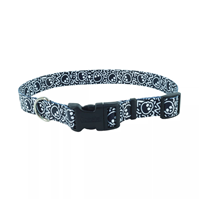 Coastal Adjustable Dog Collar with Buckle Black Skull & Crossbones 3/8" x 8"-12"  36183