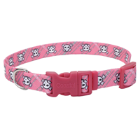 Coastal Adjustable Dog Collar with Buckle Pink Skull & Crossbones 5/8" x 10"-14"  36207