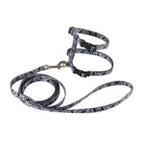 Coastal Figure "H" Fashion Adjustable Cat Harness & 6&lsquo; Leash Combo Black Skulls 716346