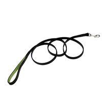 Coastal Circle T Fashion Leather Padded Handle Black and Green Dog Leash 1" x 16" I012305