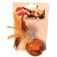 Spot Wuggles Assorted Ball and Feathers Cat Toy 5” I013565