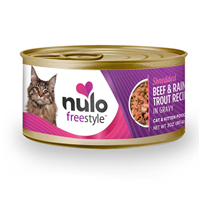 Nulo Freestyle Shredded Beef & Rainbow Trout Recipe In Gravy Cat & Kitten Food 3 oz  I016371