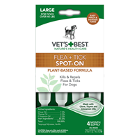Vet’s Best Flea & Tick Spot-On Drops Large For Dogs over 40 lbs 4 ct  I016999